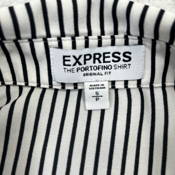 Women's Express Black White Stripe Portofino Stripe Original Fit Top Size SP - Picture 2 of 9